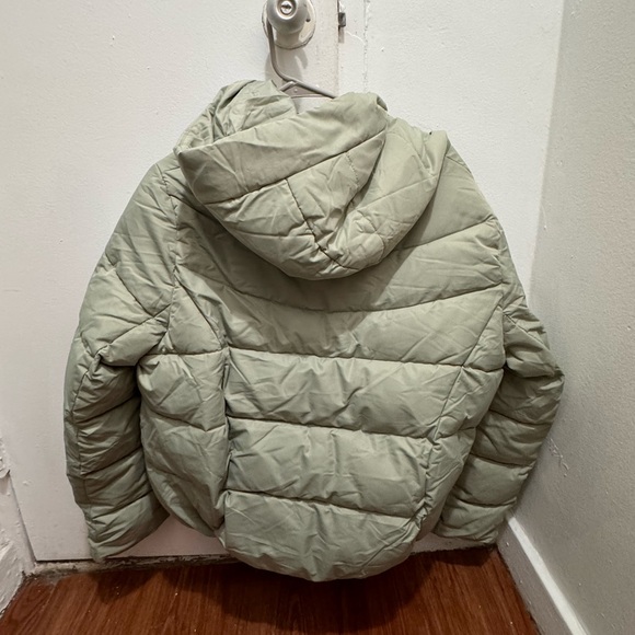 Reserved Hooded Puffer Jacket Light Green US Size 10 - Picture 2 of 3